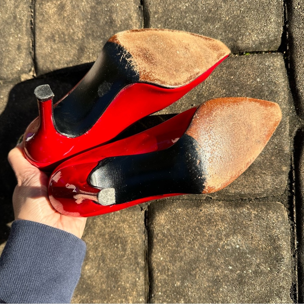 Stuart Weitzman Ruby Red Pointy Toe Patent Pumps - image 5